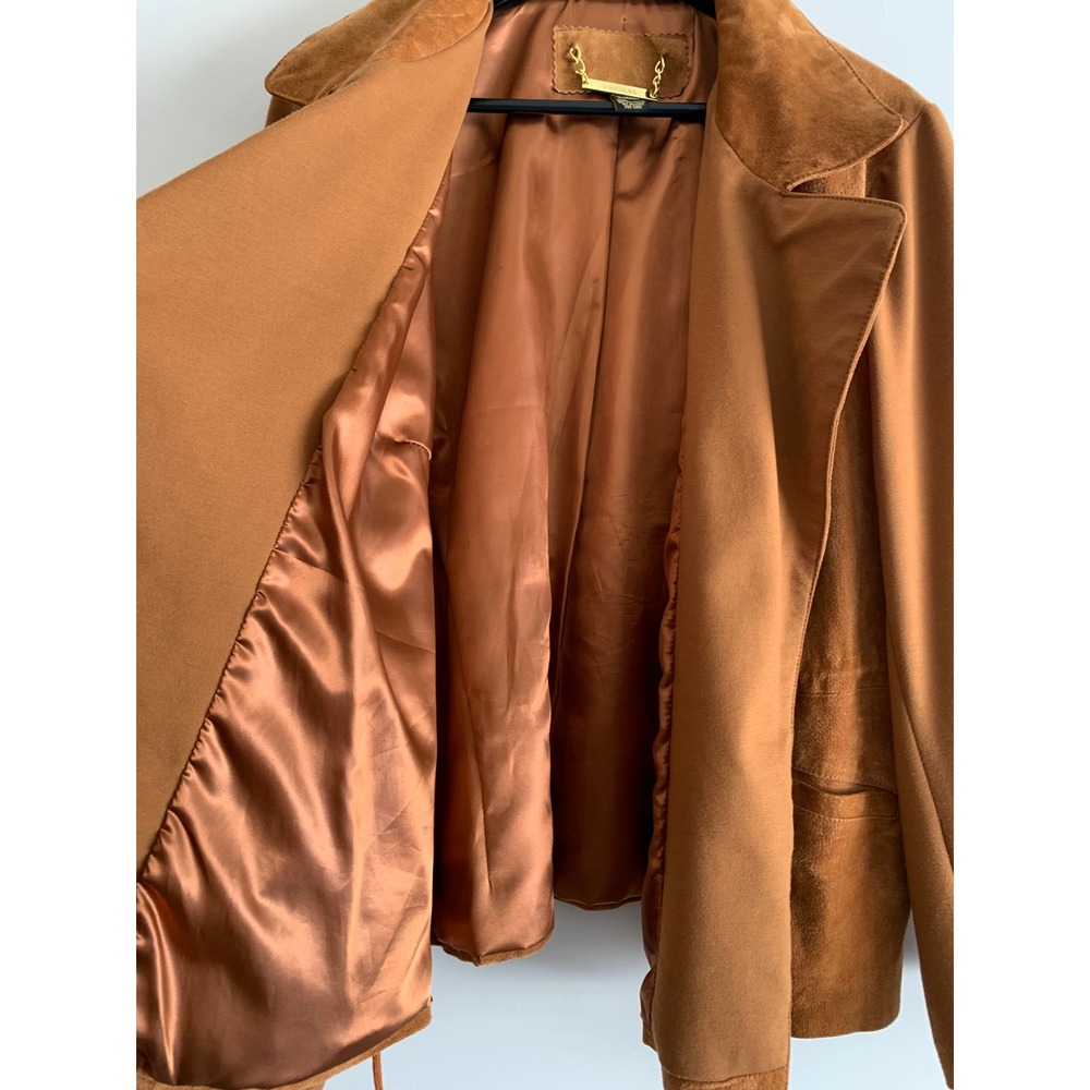 IMAN Global Chic Women Brown Suede Genuine Leather Moto Jacket Asymmetric Zip 2X - Picture 8 of 10